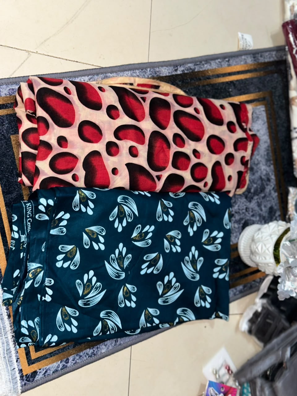 Printed Cotton Fabric – Ruby Pebble & Midnight Teal Bloom